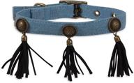 🐶 muttnation miranda lambert denim concho & fringe dog collar, blue - custom fit for optimal style and function logo