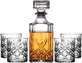 img 4 attached to 🥃 Kinsley Whiskey Glasses and Decanter Set - Premium 5-Piece Glass Bundle for Serving Scotch, Bourbon, Cognac, and Liquor, Enhanced with Pull Top Drink Stopper