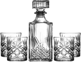 img 2 attached to 🥃 Kinsley Whiskey Glasses and Decanter Set - Premium 5-Piece Glass Bundle for Serving Scotch, Bourbon, Cognac, and Liquor, Enhanced with Pull Top Drink Stopper