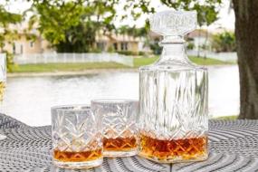 img 3 attached to 🥃 Kinsley Whiskey Glasses and Decanter Set - Premium 5-Piece Glass Bundle for Serving Scotch, Bourbon, Cognac, and Liquor, Enhanced with Pull Top Drink Stopper