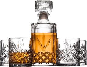 img 1 attached to 🥃 Kinsley Whiskey Glasses and Decanter Set - Premium 5-Piece Glass Bundle for Serving Scotch, Bourbon, Cognac, and Liquor, Enhanced with Pull Top Drink Stopper