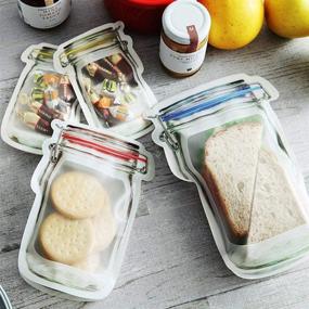 img 1 attached to 🥪 Convenient Mason Jar Zipper Bags for Food Storage On-the-Go: Snacks, Sandwiches, and More!