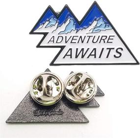 img 3 attached to 🏞️ Stickeroonie Adventure Awaits Enamel Lapel Pins: Retro Blue Mountains Outdoor Trend - Backpack, Hat, Jacket & Jean Pins