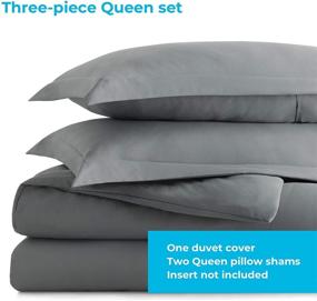 img 3 attached to 🛏️ Queen Size Linenspa Microfiber Duvet Cover Set with Two Shams - Soft Brushed Microfiber - Hypoallergenic - Stone