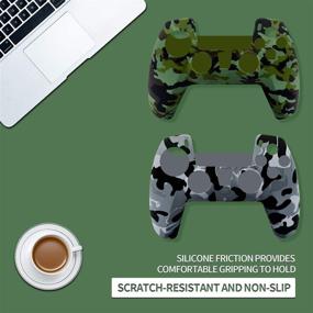 img 1 attached to 🎮 【2 Pack】PS5 Controller Cover Skin Protector, Soft & Anti-Slip Silicone Skin with Thumb Grips Cases for Playstation 5 (Gray + Green) - Enhanced SEO