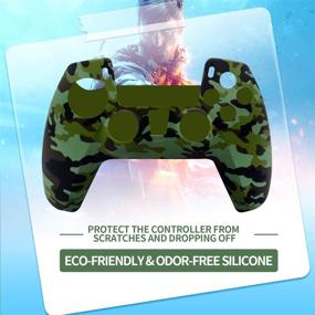 img 2 attached to 🎮 【2 Pack】PS5 Controller Cover Skin Protector, Soft & Anti-Slip Silicone Skin with Thumb Grips Cases for Playstation 5 (Gray + Green) - Enhanced SEO