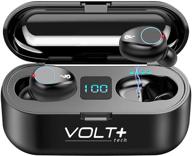 🎧 volt plus tech 8d bass wireless bluetooth earbuds v5.0 for samsung galaxy note 20/ultra/edge/5g/note20 with led display, mic, ipx7 waterproof/sweatproof, f9 tws, and 2000mah powerbank logo