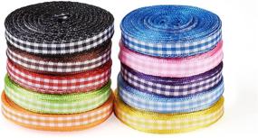 img 3 attached to 🎀 10 Rolls Gingham Ribbon 1/4" Buffalo Plaid Checked Polyester Ribbon by Craftdady - Ideal for DIY Crafts, Hair Bows, Floral Arrangement, Holiday Decoration - 10.9 Yards/ Roll