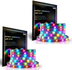 img 4 attached to 🌈 ALITOVE 16.4ft WS2812B Individually Addressable LED Strip Light 5050 RGB SMD 150 Pixels - Waterproof IP67 - 2-Pack