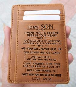 img 3 attached to Personalized Engraved Leather Men's Wallets, Card Cases & Money Organizers for Husbands and Grandsons, featuring Minimalist Men's Accessories