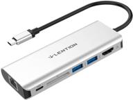 💻 lention usb c-хаб 2021-2016 совместим с macbook pro: 4k hdmi, считыватель карт sd, 2 usb 3.0 + зарядка type c и гигабитная сеть ethernet – серебряный cb-c68 логотип