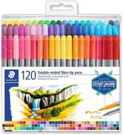 🖌️ staedtler double-ended fiber-tip pens: 120 assorted colors, fine & bold tips, washable ink - multicoloured (3200 tb120st) logo