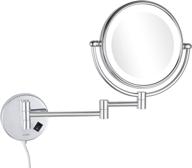 💡 dowry 8 inch led lighted wall mounted vanity makeup mirror - two-sided 10x magnification mirror for bathroom, bedroom, hotel - chrome finish, enhanced seo logo