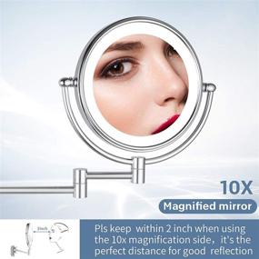 img 3 attached to 💡 DOWRY 8 Inch LED Lighted Wall Mounted Vanity Makeup Mirror - Two-Sided 10X Magnification Mirror for Bathroom, Bedroom, Hotel - Chrome Finish, Enhanced SEO