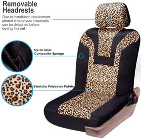 img 1 attached to COOLBEBE Leopard Car Seat Covers - Cheetah Print Integrated Auto Seat Cover Car Protector Interior Accessories, Airbag Friendly, Universal Fit for Cars, SUVs, Trucks - Complete Set