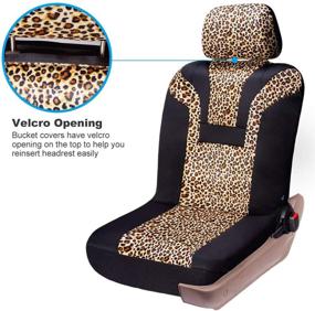img 2 attached to COOLBEBE Leopard Car Seat Covers - Cheetah Print Integrated Auto Seat Cover Car Protector Interior Accessories, Airbag Friendly, Universal Fit for Cars, SUVs, Trucks - Complete Set