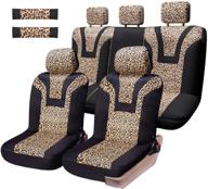 coolbebe leopard car seat covers - cheetah print integrated auto seat cover car protector interior accessories, airbag friendly, universal fit for cars, suvs, trucks - complete set logo