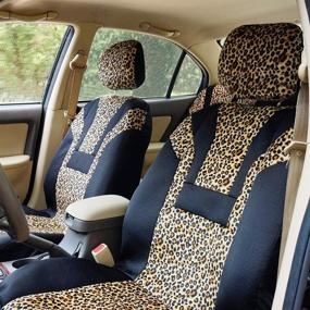 img 3 attached to COOLBEBE Leopard Car Seat Covers - Cheetah Print Integrated Auto Seat Cover Car Protector Interior Accessories, Airbag Friendly, Universal Fit for Cars, SUVs, Trucks - Complete Set