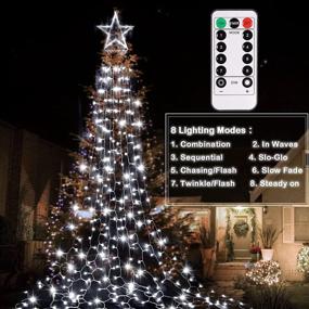 img 3 attached to DreiWasser Outdoor Christmas Decoration Star String Light with 344 LEDs - Waterfall Christmas Cone Tree Lights - 9 x12FT Christmas Tree Toppers Fairy Lights for Yard Party Wedding Decor (Cool White)