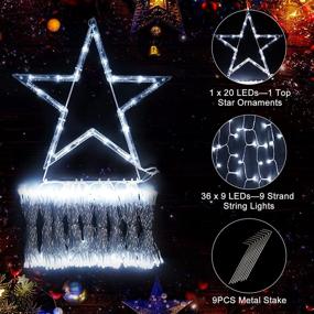 img 2 attached to DreiWasser Outdoor Christmas Decoration Star String Light with 344 LEDs - Waterfall Christmas Cone Tree Lights - 9 x12FT Christmas Tree Toppers Fairy Lights for Yard Party Wedding Decor (Cool White)