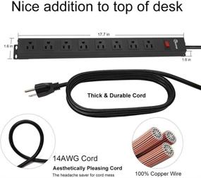 img 3 attached to ETL Certified Black Metal Heavy Duty Power Strip - 8 Outlet 12 FT with 14AWG UL Cord, Ideal for Commercial, Industrial, School and Home Use - 15A 125V 1875W, Wall Mount Outlet and Straight Plug