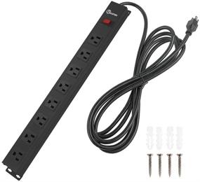 img 4 attached to ETL Certified Black Metal Heavy Duty Power Strip - 8 Outlet 12 FT with 14AWG UL Cord, Ideal for Commercial, Industrial, School and Home Use - 15A 125V 1875W, Wall Mount Outlet and Straight Plug