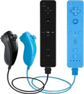 🎮 pgyfdal 2 pack remote controller and nunchuck joystick for wii/wii u console - black and blue bundle with silicone case and wrist strap, perfect for holiday gaming logo