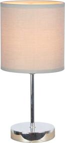 img 4 attached to 💡 Simple Designs Home LT2007-GRY, Gray Chrome Mini Basic Table Lamp: Chic Design, Fabric Shade