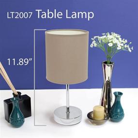 img 1 attached to 💡 Simple Designs Home LT2007-GRY, Gray Chrome Mini Basic Table Lamp: Chic Design, Fabric Shade