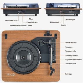 img 3 attached to Retrolife Vinyl Record Player Bluetooth Turntable: Vintage Phonograph with Speaker, 3-Speed, RCA Output, AUX, Headphone Input – Portable, Lightweight, Built-in Battery