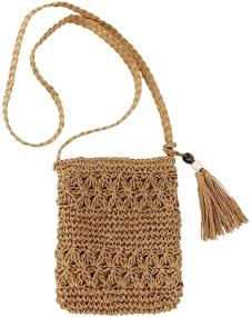 img 4 attached to 👜 Стильная соломенная сумочка через плечо Ayliss для женщин: ручная работа, плетеная плечевая сумка для пляжа с кисточками
