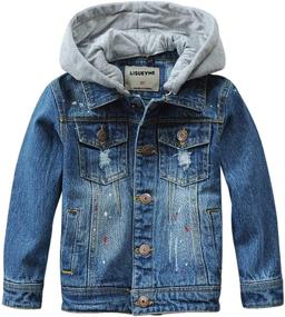 img 4 attached to 👕 LISUEYNE Ripped Jacket Outwear Cotton Boys' Clothing: Explore Our Trendy Collection at Jackets & Coats