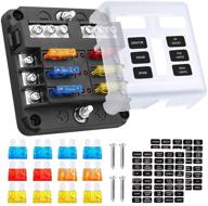 🔌 electop 6 way blade fuse block holder: efficiently protect your automotive electrical system with led indicators and damp-proof cover sticker logo