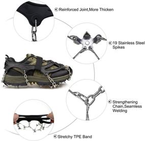 img 1 attached to 🧗 Crampons Ice Cleats for Shoes and Boots - Anti Slip 19 Spikes Stainless Steel Microspikes for Hiking Fishing Walking Climbing Jogging Mountaineering - Women Men Kids