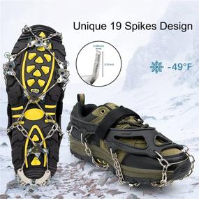 img 2 attached to 🧗 Crampons Ice Cleats for Shoes and Boots - Anti Slip 19 Spikes Stainless Steel Microspikes for Hiking Fishing Walking Climbing Jogging Mountaineering - Women Men Kids