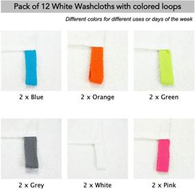 img 1 attached to 🛀 Arkwright LLC White Washcloths with Colored Loops - Large Hotel Spa Bathroom Face Towel (Pack of 12, 6 Loop Colors, 12 x 12 in.)