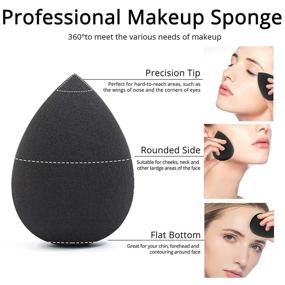 img 3 attached to BEAKEY Vegan Makeup Sponge Set - 5 Pcs Black Foundation Blending Beauty Sponges for Flawless Liquid, Cream, and Powder Application - Latex-Free