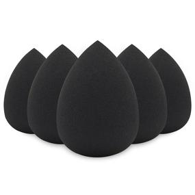 img 4 attached to BEAKEY Vegan Makeup Sponge Set - 5 Pcs Black Foundation Blending Beauty Sponges for Flawless Liquid, Cream, and Powder Application - Latex-Free