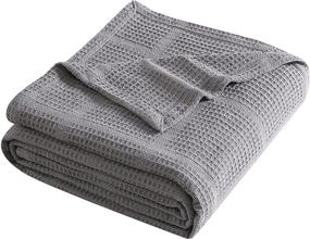 img 3 attached to 🛏️ Kenneth Cole New York Waffle Grid Collection: Hypoallergenic Blanket, 100% Cotton, Lightweight & All-Season Bedding, Queen Size, Medium Grey