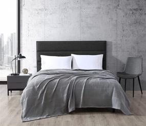 img 4 attached to 🛏️ Kenneth Cole New York Waffle Grid Collection: Hypoallergenic Blanket, 100% Cotton, Lightweight & All-Season Bedding, Queen Size, Medium Grey