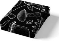 🍄 mushroom leaf print twin comforter sets with castle fairy black base - teens youngs plants theme bedding, 2 pieces (1 duvet cover, 1 pillowcase) logo