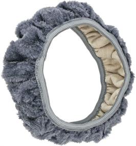 img 1 attached to Fuzzy Steering Wheel Cover Elastic Stretch Plush Gray Universal Fit 14&#34