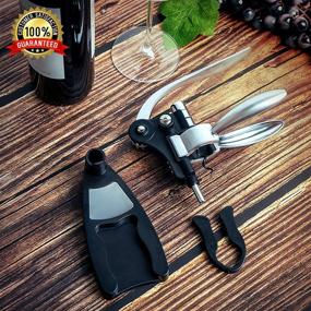 img 2 attached to Professional Lever Corkscrew Wine Bottle Opener Set - Easy-to-Use with Foil Cutter, Stand, and Extra Screw - Simple Two-Step Manual Metal Corkscrew - Original Screw Pull Lever Kit