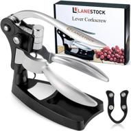 professional lever corkscrew wine bottle opener set - easy-to-use with foil cutter, stand, and extra screw - simple two-step manual metal corkscrew - original screw pull lever kit логотип