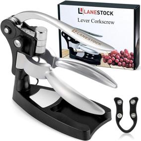 img 4 attached to Professional Lever Corkscrew Wine Bottle Opener Set - Easy-to-Use with Foil Cutter, Stand, and Extra Screw - Simple Two-Step Manual Metal Corkscrew - Original Screw Pull Lever Kit