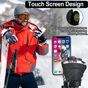 img 1 attached to Waterproof Winter Ski Snow Gloves with Touch Screen Pocket for Outdoor Sport - Ideal for Kids, Men, and Women by Camlinbo