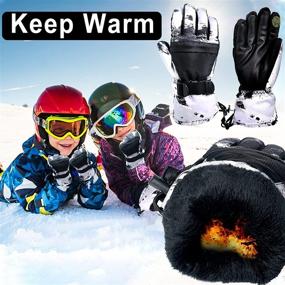 img 2 attached to Waterproof Winter Ski Snow Gloves with Touch Screen Pocket for Outdoor Sport - Ideal for Kids, Men, and Women by Camlinbo