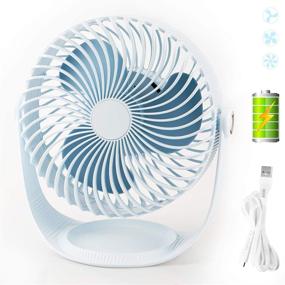 img 1 attached to 💙 Stay Cool on the Go: MroTech Mini USB Desk Fan for Office, Travel & Stroller - Rechargeable, Portable & Quiet - 360° Rotation - Blue
