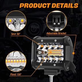 img 1 attached to Enhance Your Off-Roading Experience with BESTZHEYU 4 Inch LED Pod Lights – Powerful Amber White Flash Light for Pickups, ATVs, UTVs, SUVs & Boats (4PCS)