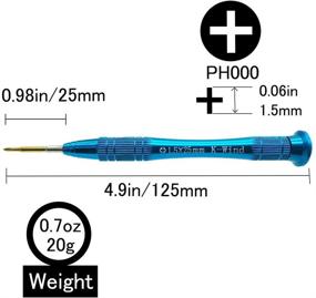 img 3 attached to 🔧 Премиум точечный отвертка Phillips #000 - Идеальный для крестообразных винтов на MacBook и Switch - Сталь высокой прочности S2, магнитный наконечник, вращающаяся крышка - 1.5мм, вращение на 360°, 000x1